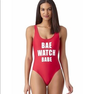 Bae Watch Babe Dark Pink One Piece Swimsuit Size Medium (Juniors)